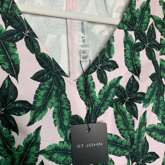 St. John Spring 2018 Tropical Palm Leaf Sheath Dress Size 8 - Picture 3 of 10